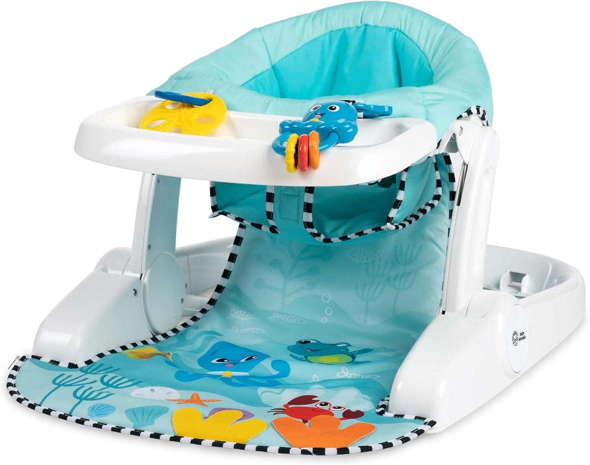 Baby Einstein Sea of Support siedzisko 2w1 z wyjmowaną półką 4m+ z zabawkami, dla niemowląt uczących się siedzieć