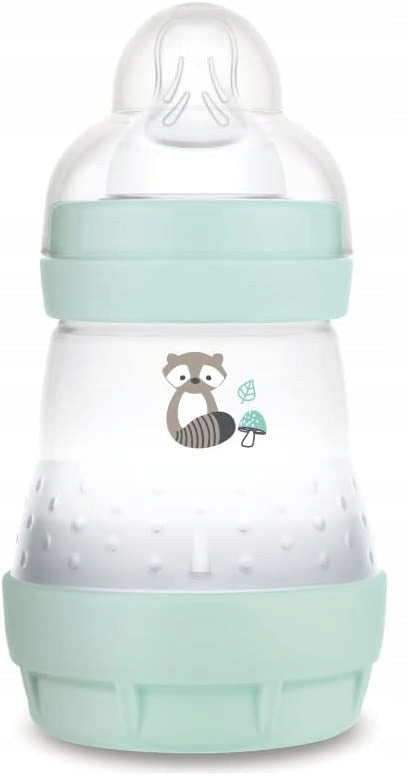 MAM Easy Start butelka antykolkowa 160ml 0+ przezroczysta z miętowymi elementami i smoczkiem