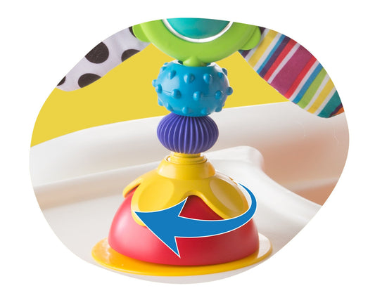 LAMAZE zabawka sensoryczna grzechotka z przyssawką 6m+ kolorowa grzechotka z przyssawką i gryzakiem