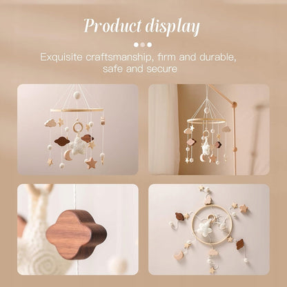 SWECOMZE karuzela do łóżeczka drewno tkanina BOHO – zdjęcie produktu 4