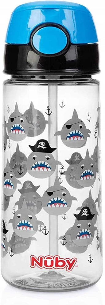 NUBY Trinkbecher mit Strohhalm, Tritan, 4l+ 540 ml HAI