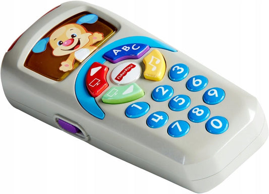 FISHER-PRICE DLD32 pilot interaktywny JĘZYK NIEMIECKI, szary pilot edukacyjny z klawiszami i pieskiem