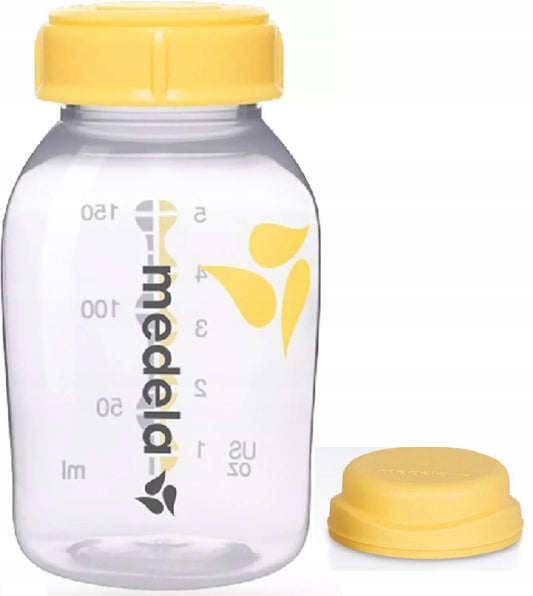 MEDELA pojemnik na pokarm butelka 150ml, żółta butelka na mleko 150 ml z zakrętką, BPA free