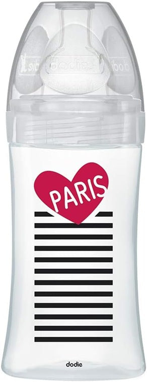 DODIE Sensation+ PARÍS biberón de vidrio 270 ml 0-6 m tetina 2 flujo medio