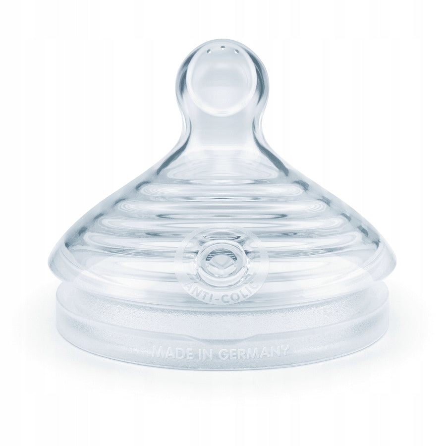 NUK for Nature smoczek do butelki x2 S 0-6msc, silikonowy antykolkowy smoczek z 3 otworami, BPA free
