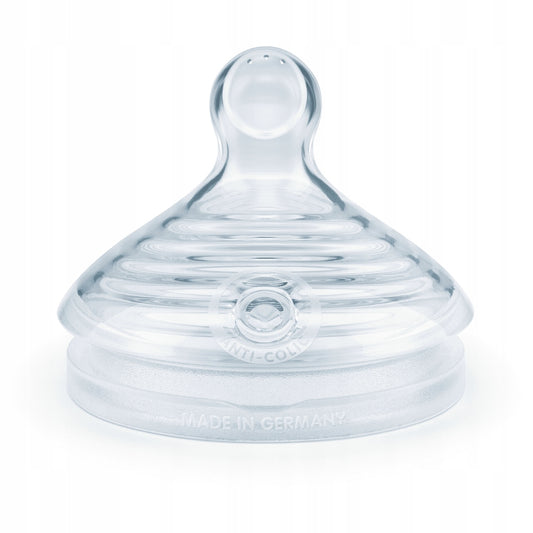 NUK for Nature smoczek do butelki x2 S 0-6msc, silikonowy antykolkowy smoczek z 3 otworami, BPA free