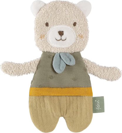 FEHN Natur sonaglio da presa frusciante in cotone biologico ORSO 17 cm