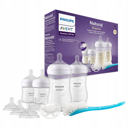 PHILIPS AVENT Natural RESPONSE zestaw butelek i akcesoriów, butelki, smoczki i szczotka do butelek dla niemowląt