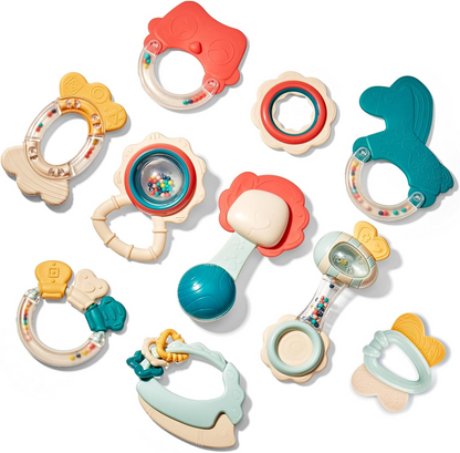 HAHALAND set di afferragli e massaggiagengive con sonagli 10 pezzi