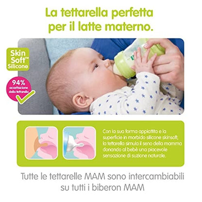MAM tettarelle per biberon misura 1 SkinSoft 0m+ x2