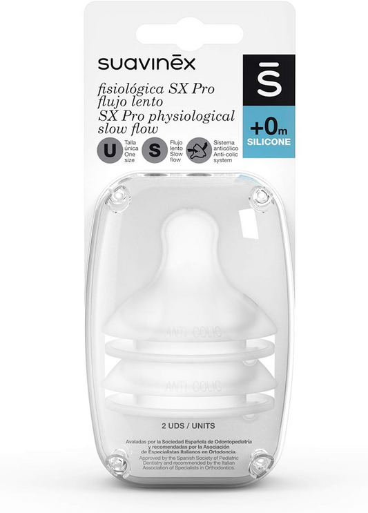 SUAVINEX smoczek symetryczny do butelki x2 0m+ SX PRO