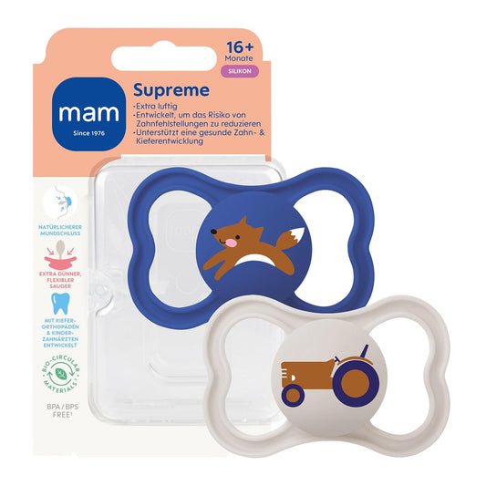 MAM Supreme smoczek uspokajający silikonowy x2 16m+ – nowy – zdjęcie 1