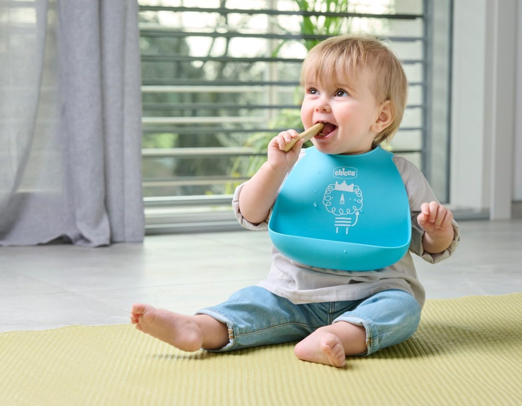 CHICCO Easy Start siliconen set kom lepel slabbetje