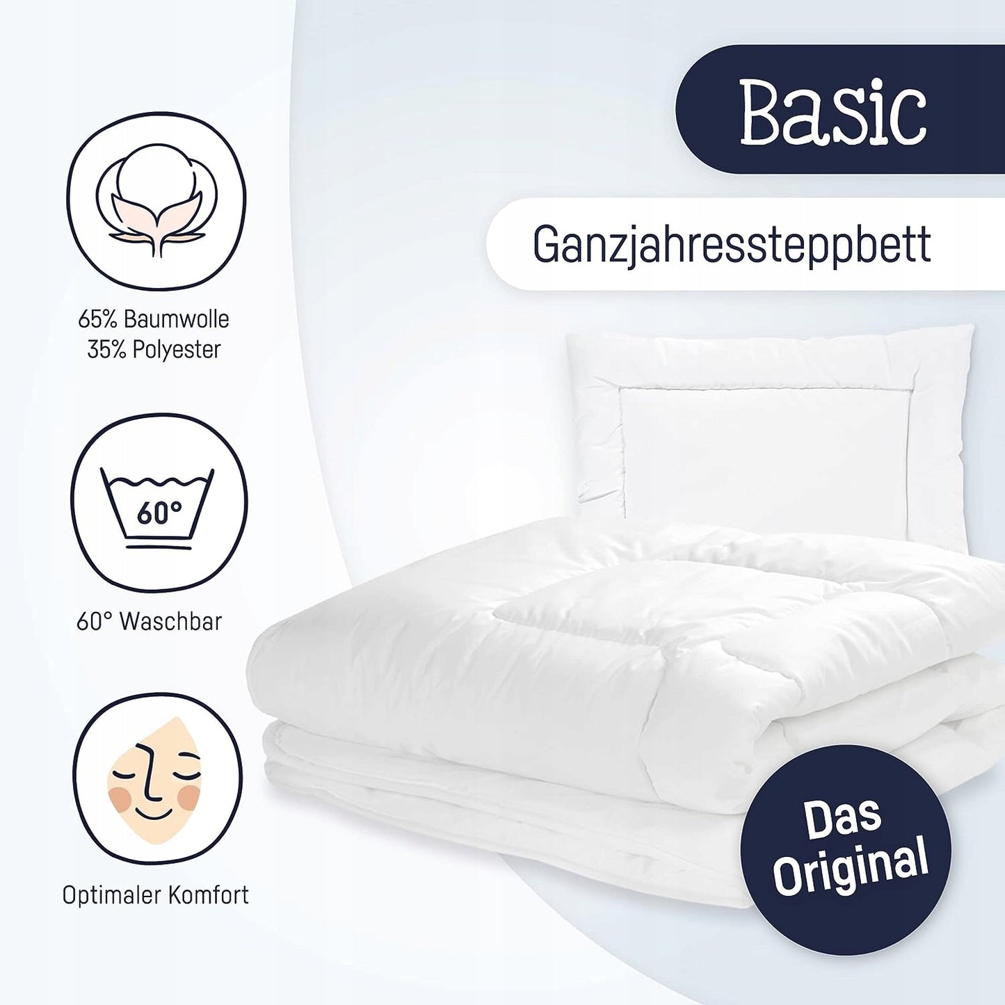 JULIUS ZOLLNER BASIC komplet poduszka i kołderka 80x80 cm/ 35x40 cm – zdjęcie produktu 3