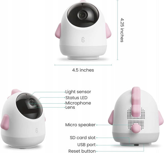 SIMSHINE Baby Pro kamera 2K FHD 360° niania elektroniczna iOS Android + uchwyt – zdjęcie produktu 2