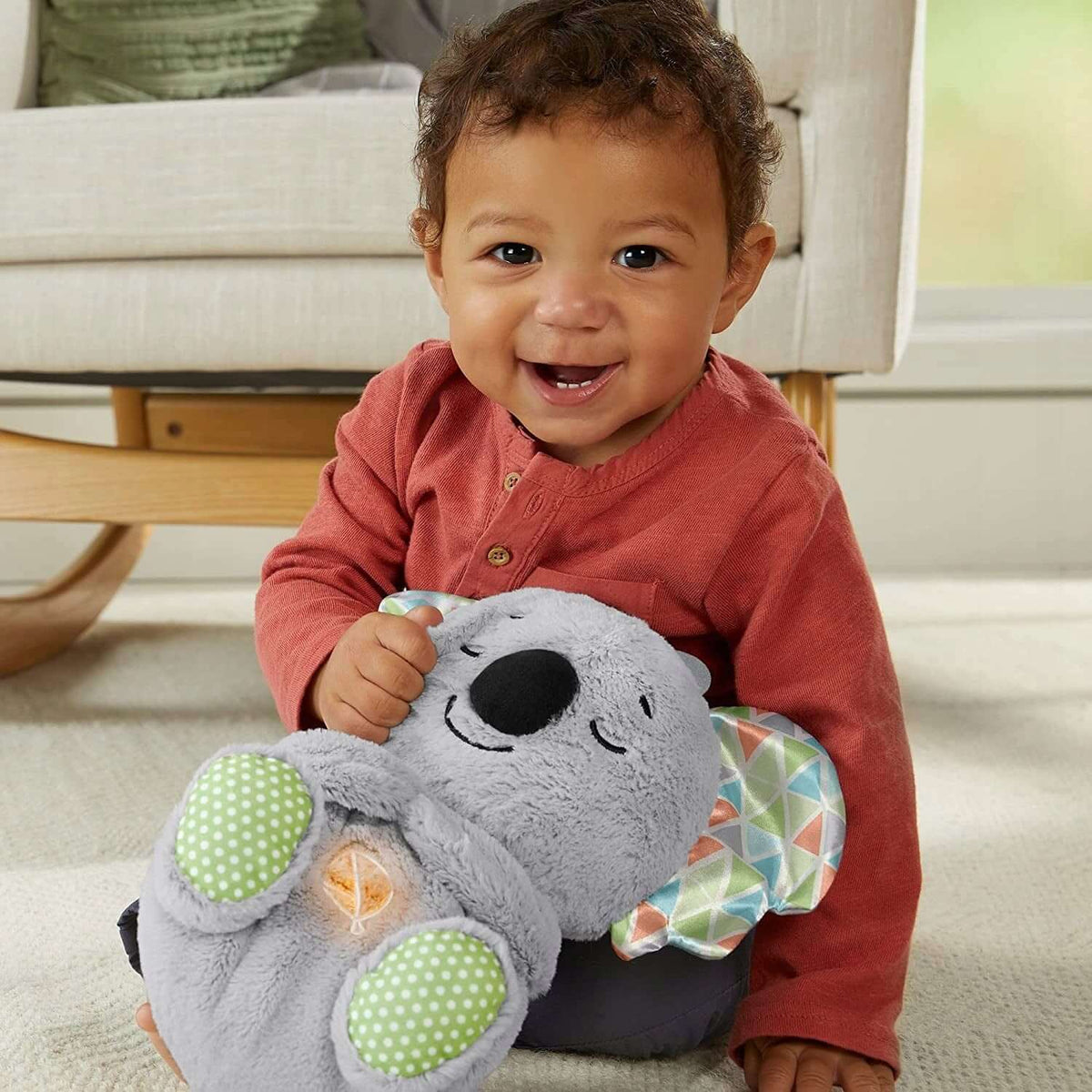 FISHER-PRICE śpiący KOALA oddychający brzuszek, miękka uspokajanka dla niemowląt 0+