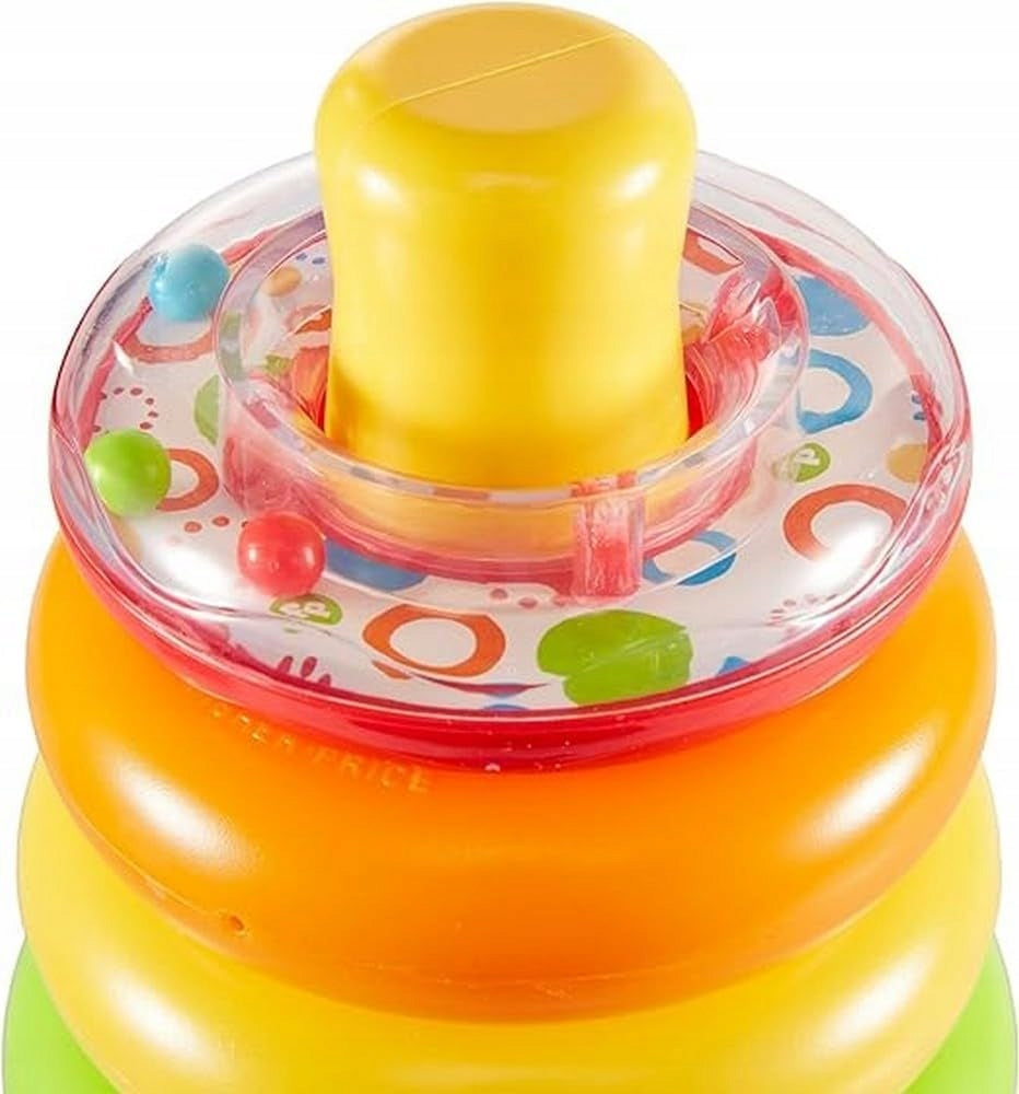 FISHER-PRICE Rock-a-Stack piramida z grzechotką 5 kółek 20 cm, kolorowa zabawka dla dzieci