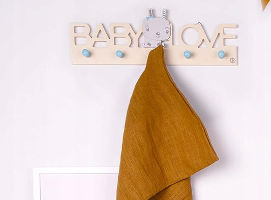 BIECO Baby Love appendiabiti in legno con 5 ganci CONIGLIO