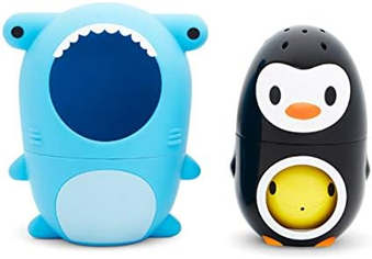 MUNCHKIN Sharky & Pals giocattolo da bagno 3 in 1 pesce, pinguino, squalo