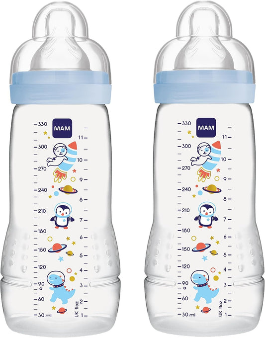 MAM Easy Active sada lahví 2× 330 ml 4 m+ savička 2 KOSMOS