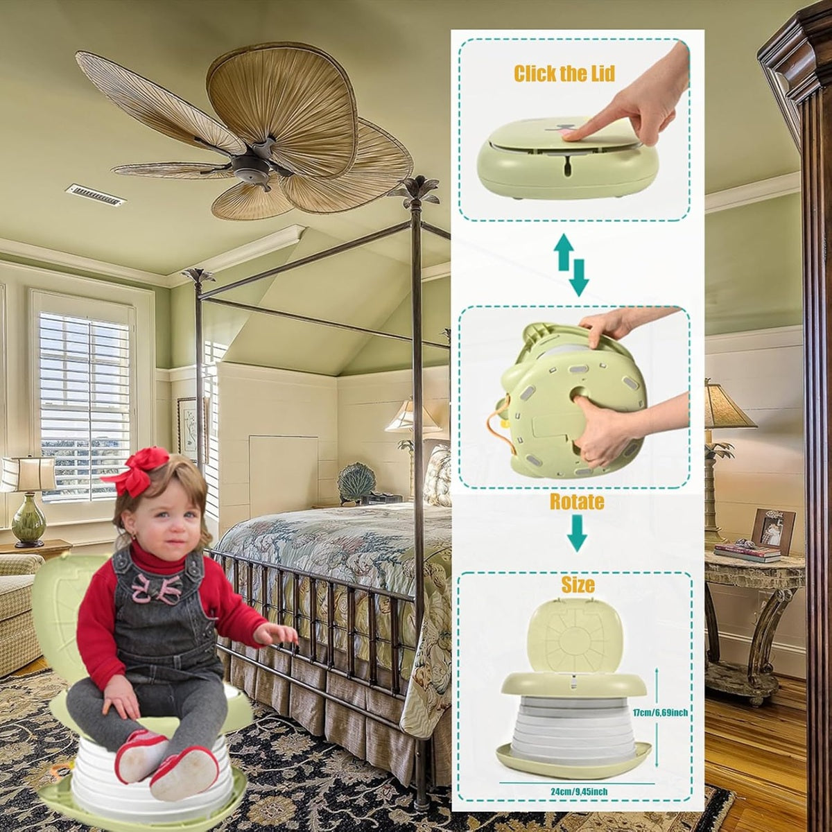 Orinal plegable portátil para niños con bolsas y funda