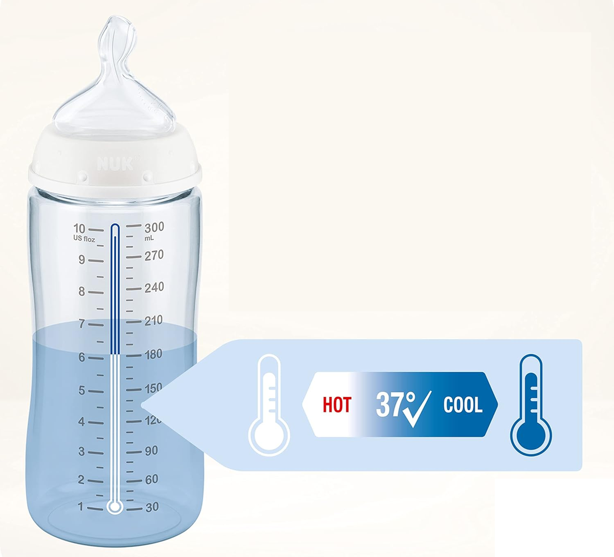 NUK First Choice+ startset 4 GLASS flessen + organizer mand 0-6 m