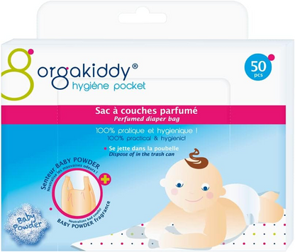 ORGAKIDDY άοσμες σακούλες για χρησιμοποιημένες πάνες και μωρομάντηλα 50 τεμάχια