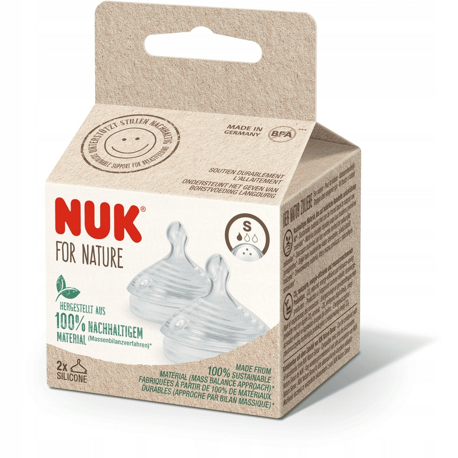 NUK for Nature smoczek do butelki x2 S 0-6msc, silikonowy, BPA free, 2 szt.