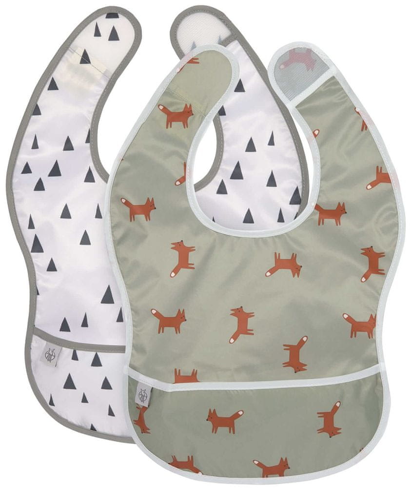 LASSIG Kunststoff-Lätzchen mit Klettverschluss und Auffangtasche 2er-Pack 6-24 Monate