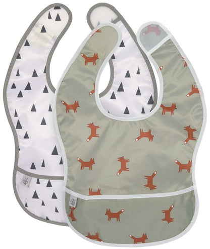 LASSIG Kunststoff-Lätzchen mit Klettverschluss und Auffangtasche 2er-Pack 6-24 Monate