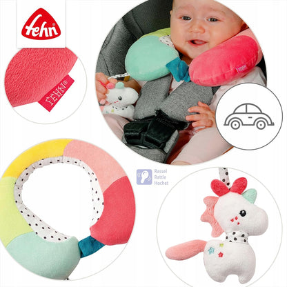 FEHN Aiko&Yuki poduszka zagłówek podróżny z grzechotką JEDNOROŻEC – zdjęcie produktu 4
