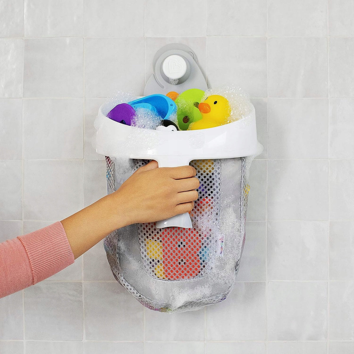 MUNCHKIN Super Scoop organizer siatka do kąpieli z przyssawką na ścianie, pojemnik na zabawki do wanny