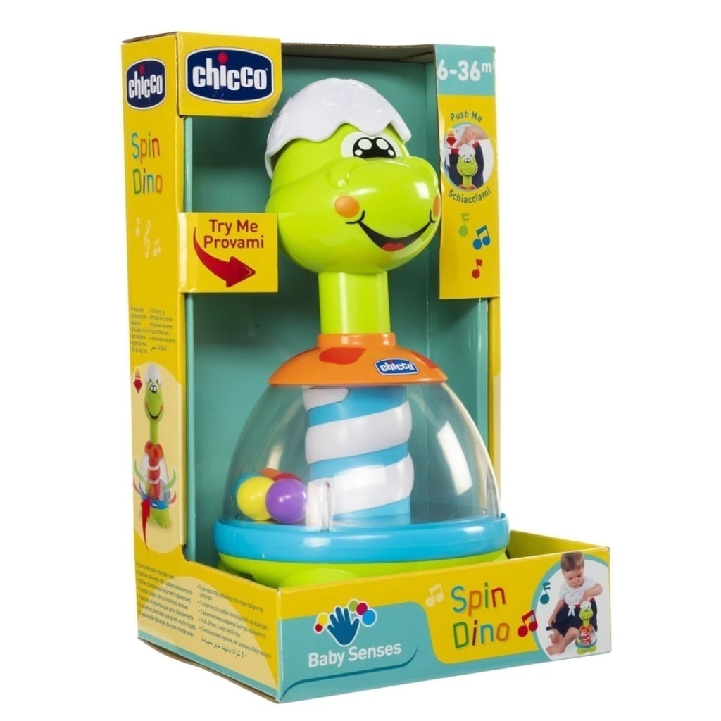Chicco Spin Dino 09711 – opakowanie z bączkiem, widok pod kątem
