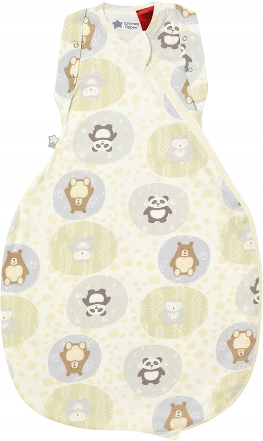 TOMMEE TIPPEE śpiworek letni 1TOG 3-6m 62-68cm z nadrukiem zwierzątek, bawełniany otulacz do spania