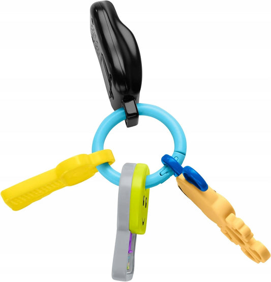 FISHER-PRICE interaktywne kluczyki samochodowe z brelokiem J. NIEMIECKI, kolorowa zabawka dla niemowląt 6 m+
