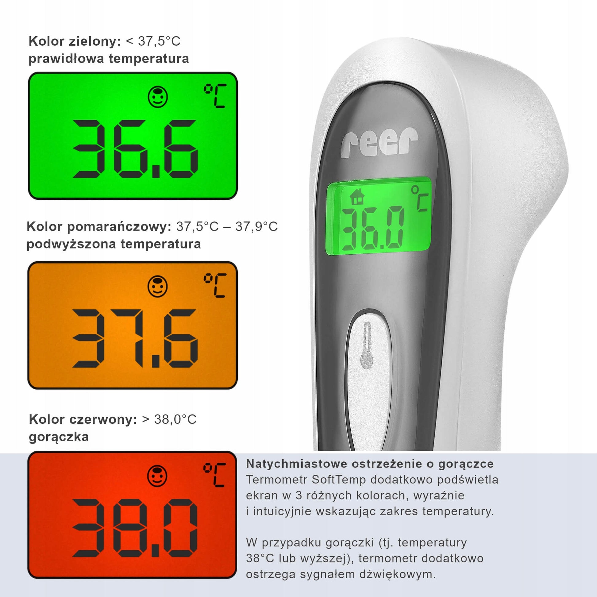 REER Colour SoftTemp termometr bezdotykowy 3w1 – zdjęcie produktu 3