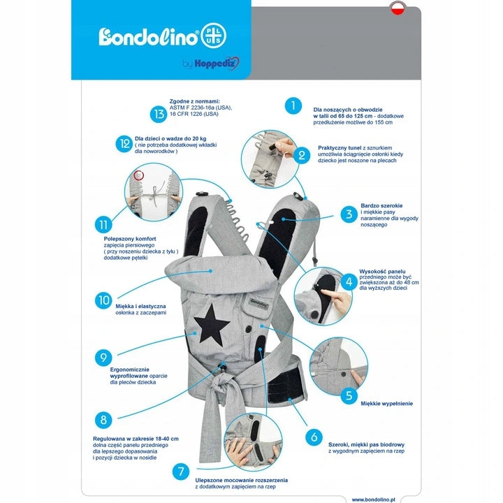 HOPPEDIZ Bondolino Plus nosidełko ergonomiczne – zdjęcie produktu 5