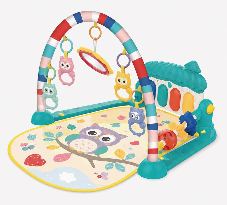 MATA edukacyjna z pianinkiem 0-36 msc. interaktywna mata dla niemowląt z łukiem i zabawkami