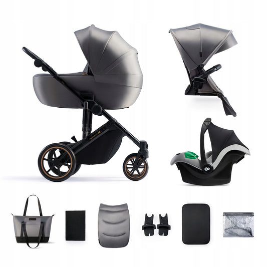 KINDERKRAFT PRIME2 PRO 3w1 wózek wielofunkcyjny do 22kg + fotelik MINK PRO – SHADOW GREY – zdjęcie 1