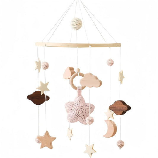 SWECOMZE giostrina per culla legno tessuto BOHO