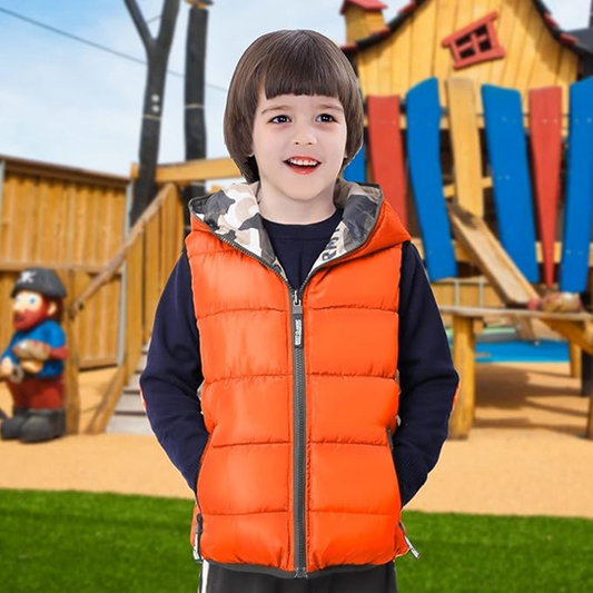JIAMY gilet trapuntato con cappuccio reversibile 120-130