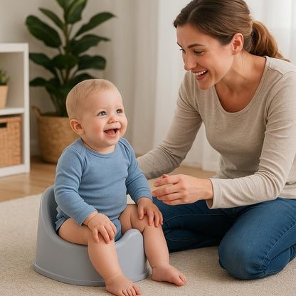 ROTHO Bella Bambina nocnik 6 m+ szary, wygodny i stabilny nocnik dla dziecka z osłoną przed rozpryskami