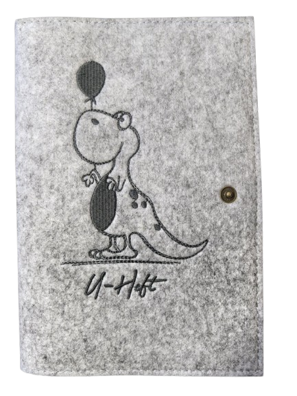 LUXDAG custodia in feltro per tessera gravidanza DINOSAURO 15,5 x 23 cm