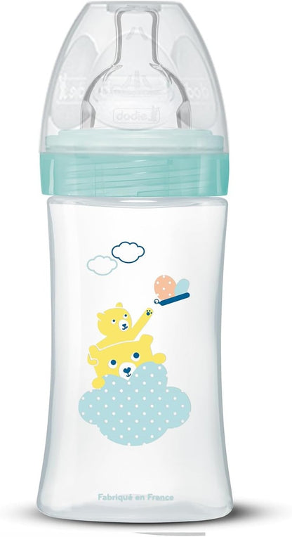 DODIE Sensation+ sticlă 270 ml tetină 2 debit mediu 0-6 luni URSULEȚ și LEU