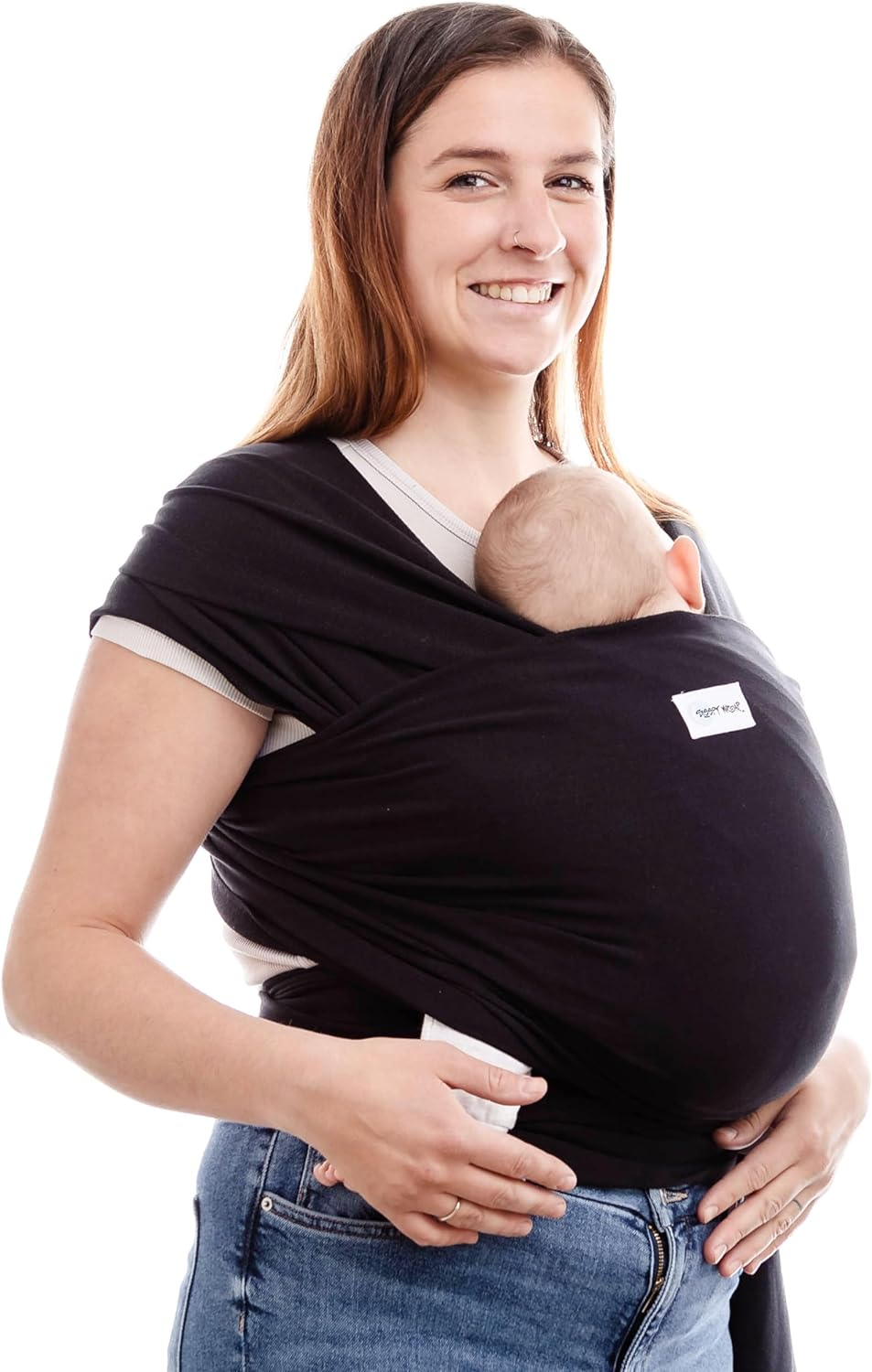 SLEEPY WRAP chusta elastyczna do noszenia, czarna, dla noworodka, wygodne noszenie dziecka