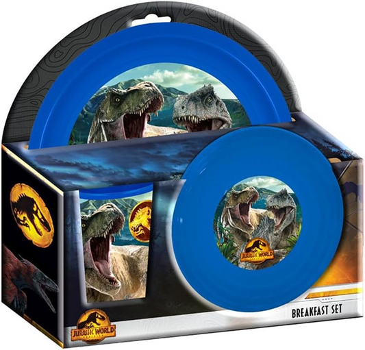 JURASSIC WORLD set petit-déjeuner 2 assiettes et tasse 280 ml âge 3 ans+