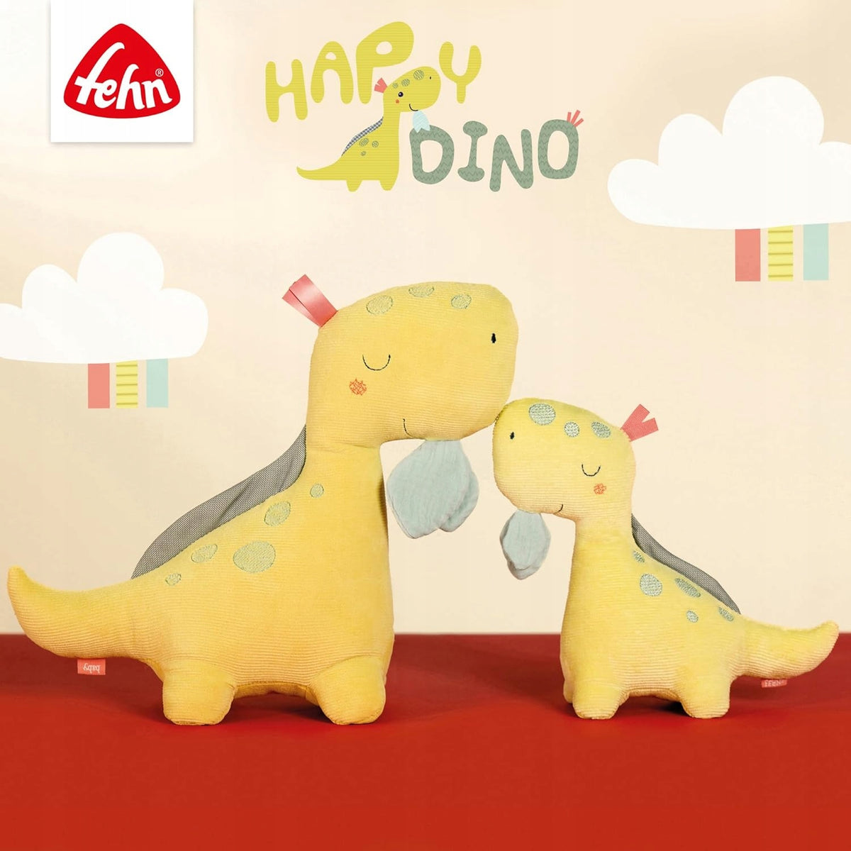FEHN Happy Dino piłka do zabawy MOTORYKA 0+ zielona zabawka sensoryczna dla niemowląt wspiera koordynację i zręczność