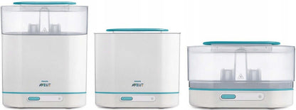 PHILIPS AVENT elektryczny sterylizator parowy 3w1 biało-turkusowy, 3-elementowy sterylizator do butelek