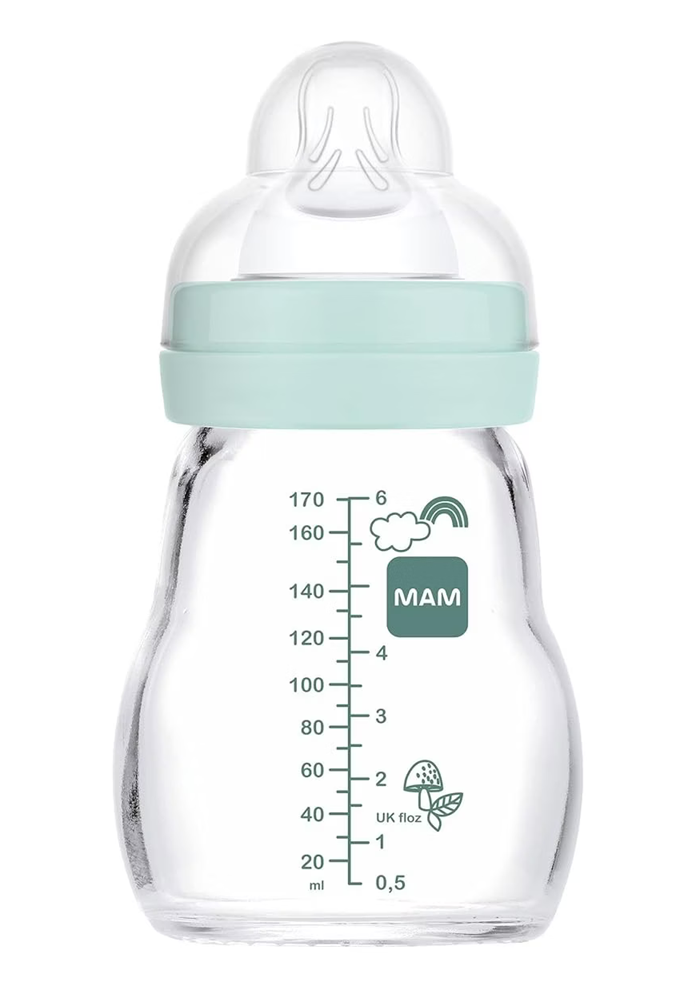 MAM Feel Good skleněná láhev 170 ml 0 m+ dudlík 1