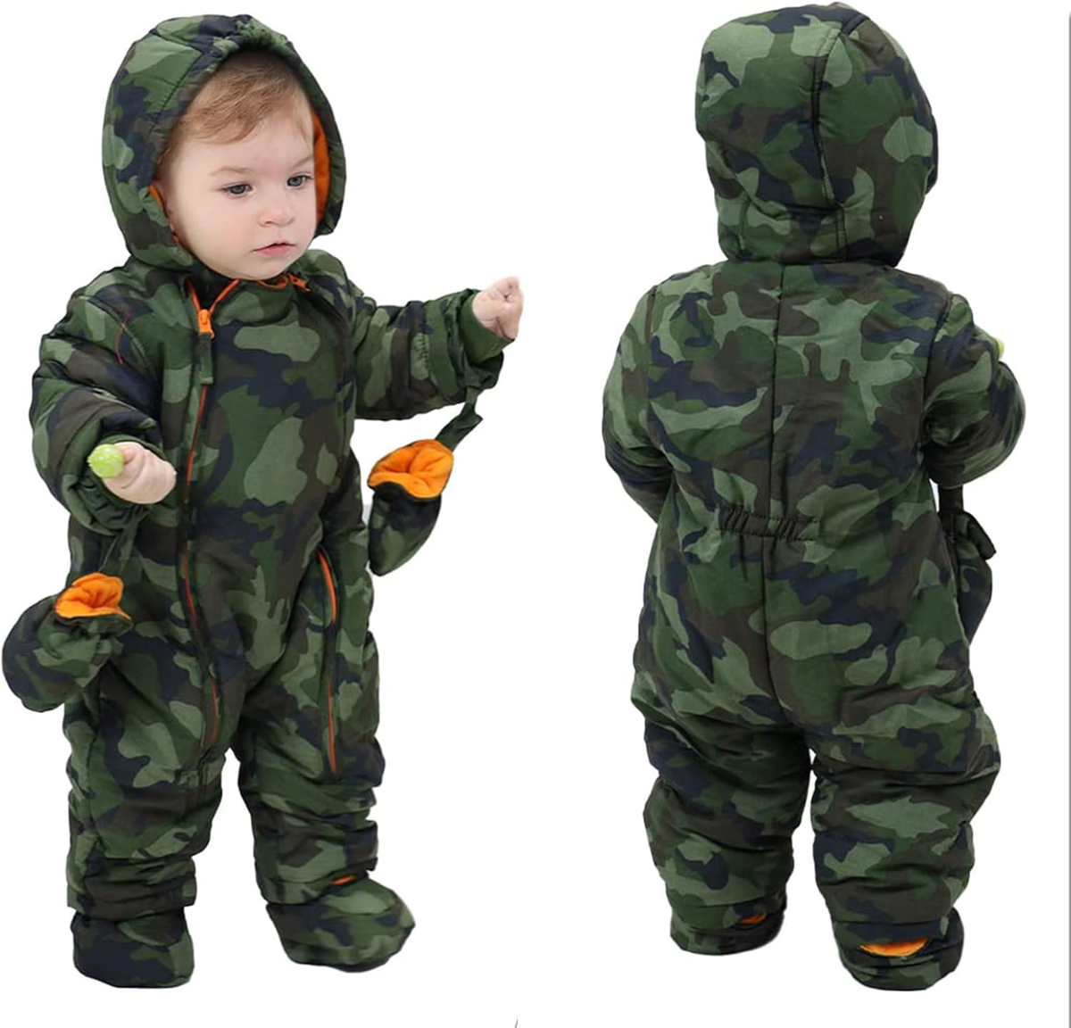 JIAMY zimowy kombinezon z kapturem 6-9 msc + rękawiczki buciki – zdjęcie produktu 2